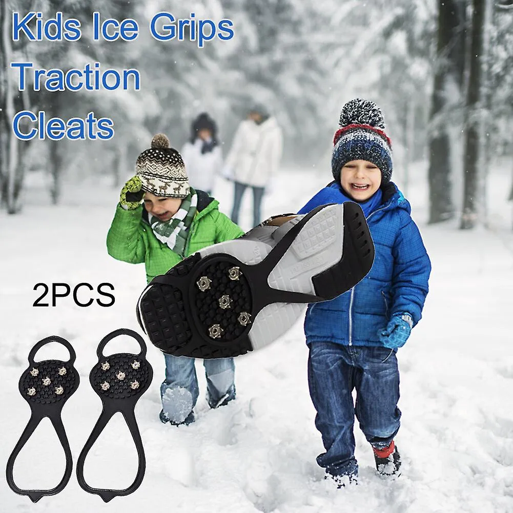 1 par de crampones para niños tacos de tracción Spike para caminar en invierno Agarres de zapatos de seguridad sobre nieve helad