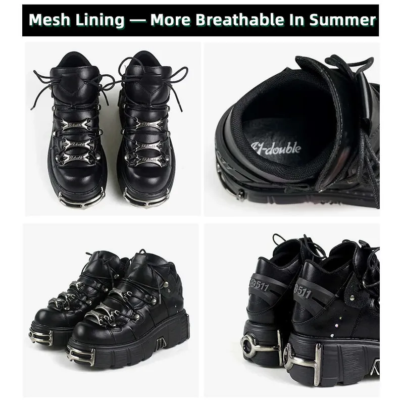 2023 Nuevos zapatos de plataforma de plataforma de laceos de estilo punk