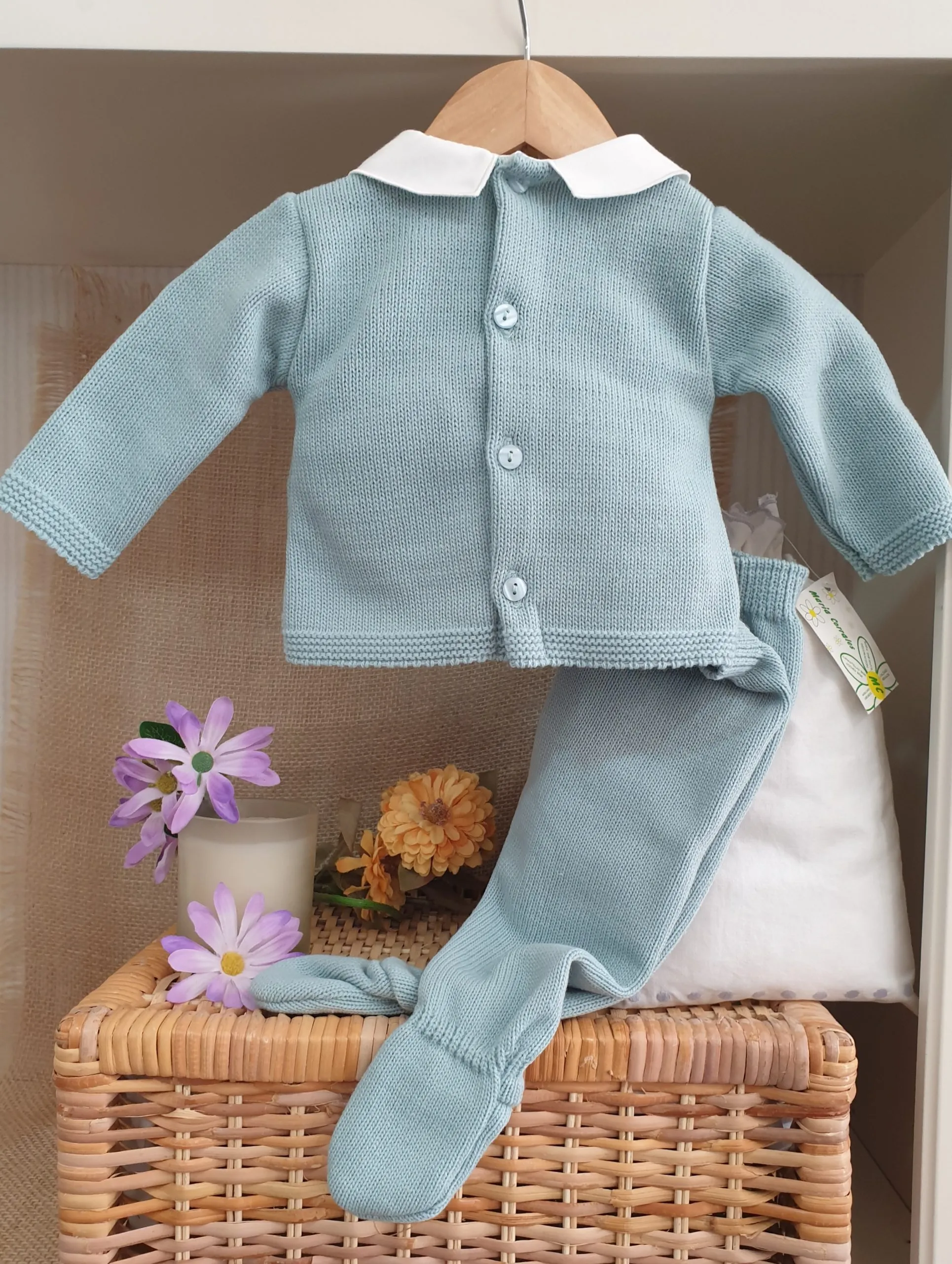 A Conjunto punto bebé polaina R091268 verde