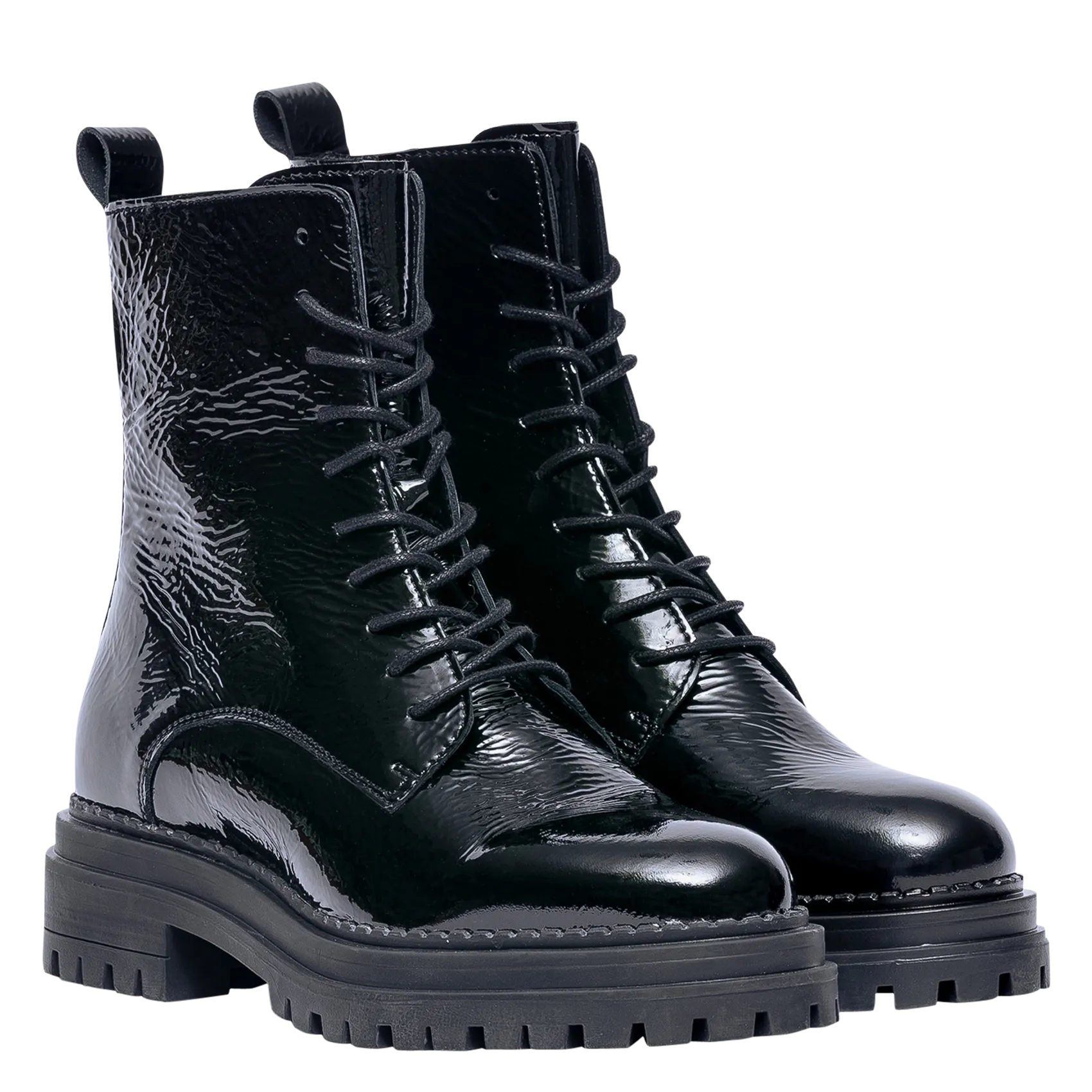 BOCAGE KLARINE  BOTINES DE CHAROL CON CORDONES EN NEGRO
