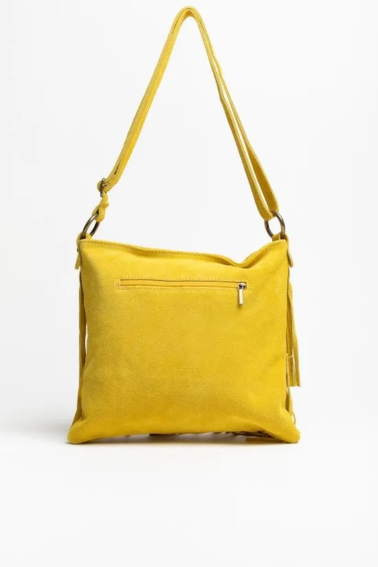 BOLSO BANDOLERA DE PIEL FLECOS   AMARILLO