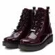 Botines planos Xti burdeos de charol con cordones