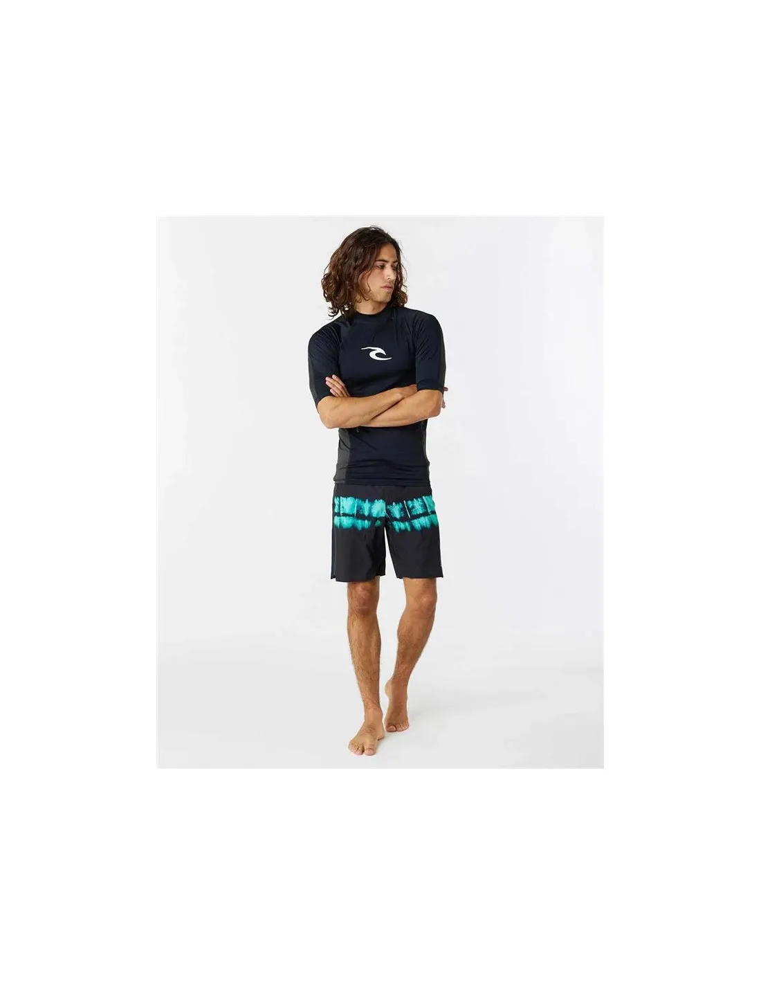 Camiseta de Surf Rip Curl Waves pf Hombre Negro