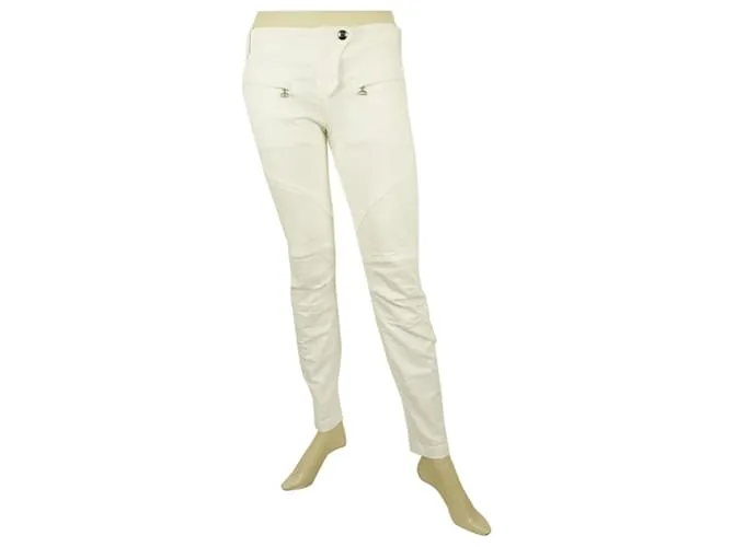 Dondup pantalones de mezclilla ajustados blancos pantalones de algodón pantalones sz 27 Código 3844432 