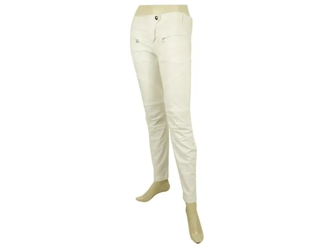 Dondup pantalones de mezclilla ajustados blancos pantalones de algodón pantalones sz 27 Código 3844432 