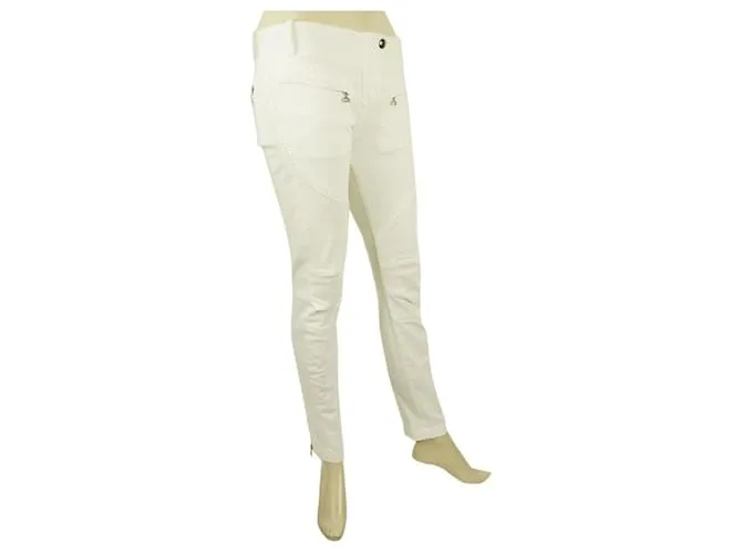 Dondup pantalones de mezclilla ajustados blancos pantalones de algodón pantalones sz 27 Código 3844432 