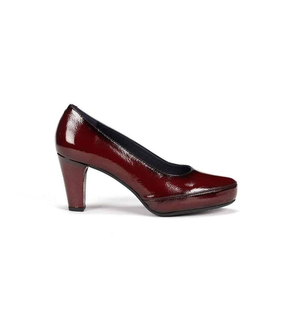 DORKING BY FLUCHOS ZAPATOS DE PIEL BLESA D5794 BURDEOS ALTURA TACÓN 6CM