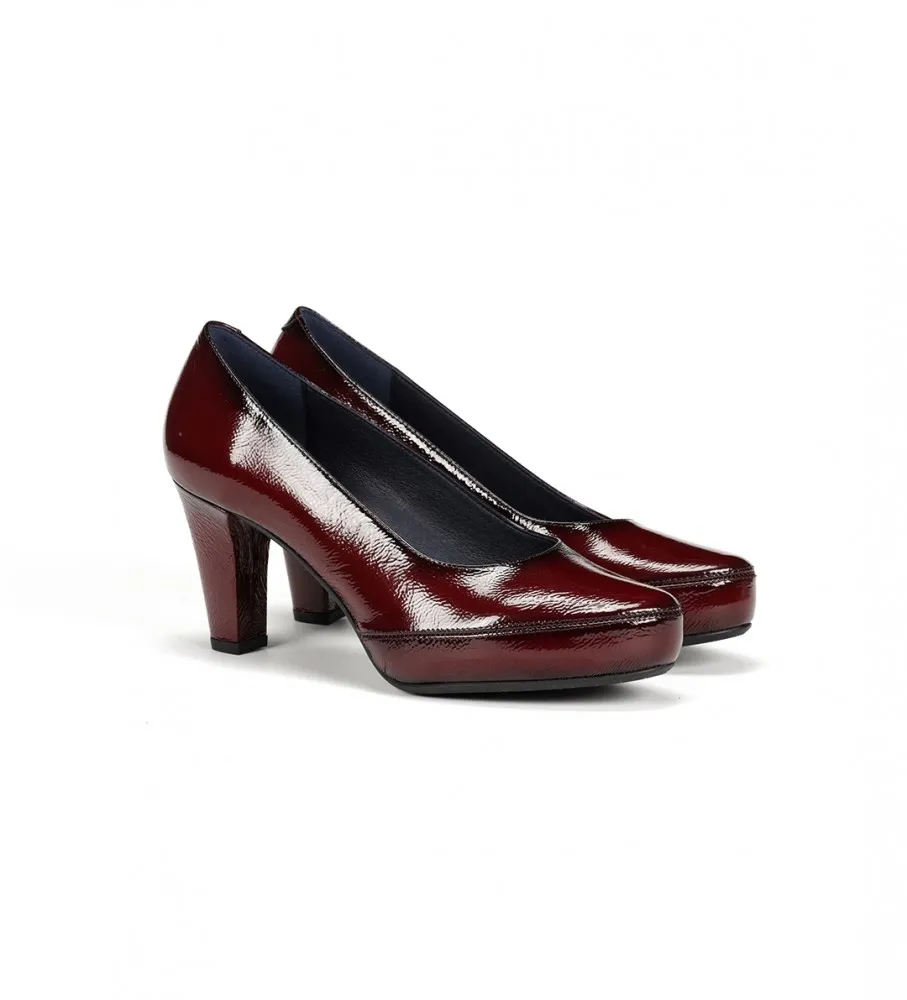 DORKING BY FLUCHOS ZAPATOS DE PIEL BLESA D5794 BURDEOS ALTURA TACÓN 6CM