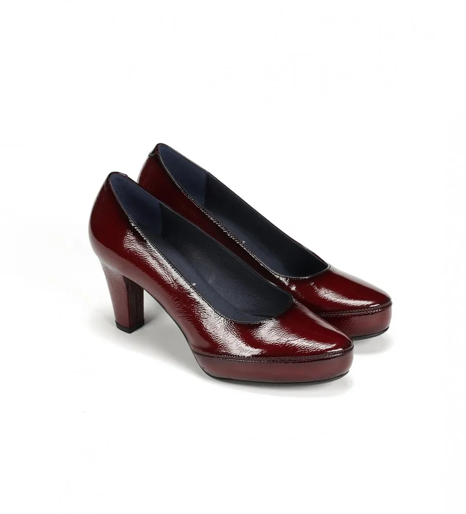 DORKING BY FLUCHOS ZAPATOS DE PIEL BLESA D5794 BURDEOS ALTURA TACÓN 6CM