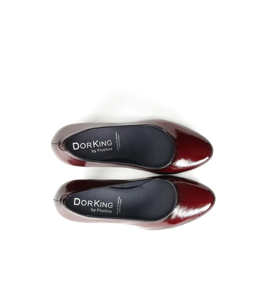 DORKING BY FLUCHOS ZAPATOS DE PIEL BLESA D5794 BURDEOS ALTURA TACÓN 6CM