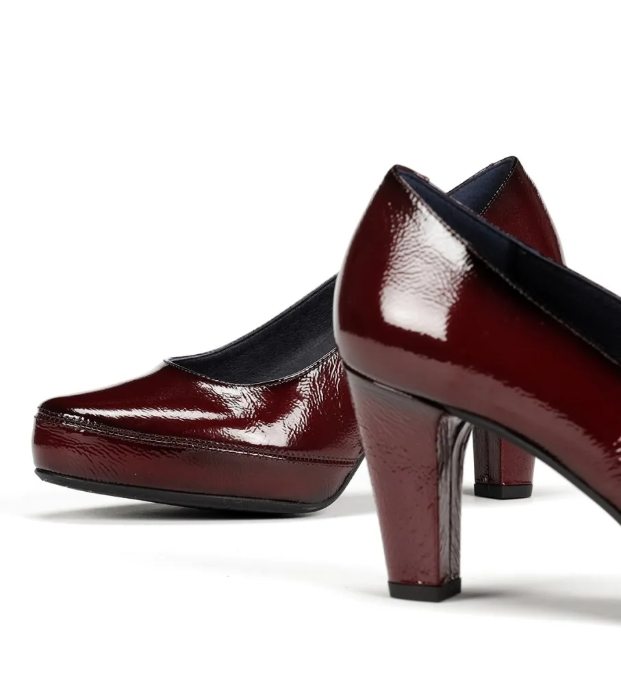 DORKING BY FLUCHOS ZAPATOS DE PIEL BLESA D5794 BURDEOS ALTURA TACÓN 6CM