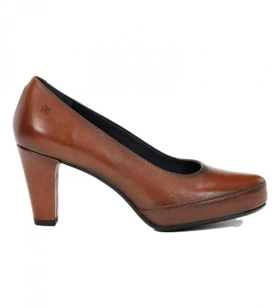 DORKING BY FLUCHOS ZAPATOS DE PIEL BLESA MARRÓN MEDIO ALTURA TACÓN: 8CM
