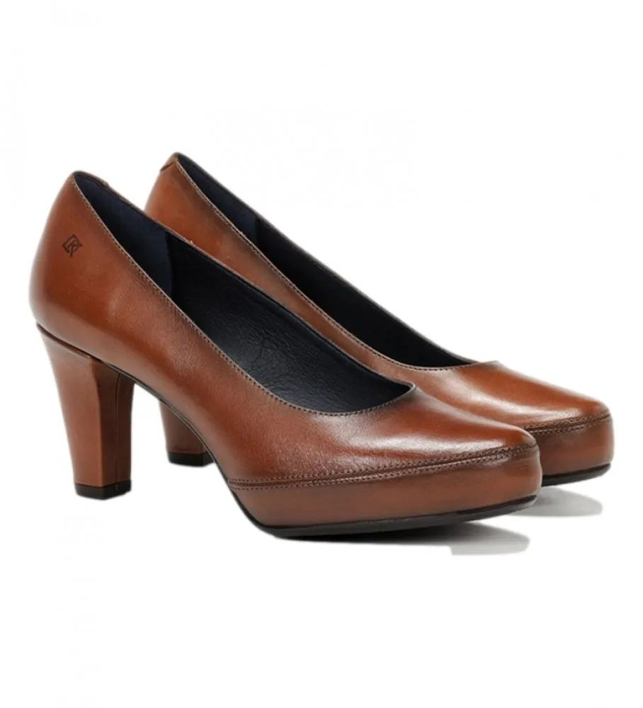 DORKING BY FLUCHOS ZAPATOS DE PIEL BLESA MARRÓN MEDIO ALTURA TACÓN: 8CM