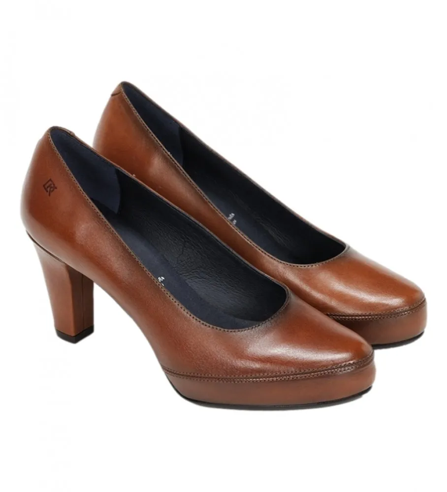 DORKING BY FLUCHOS ZAPATOS DE PIEL BLESA MARRÓN MEDIO ALTURA TACÓN: 8CM