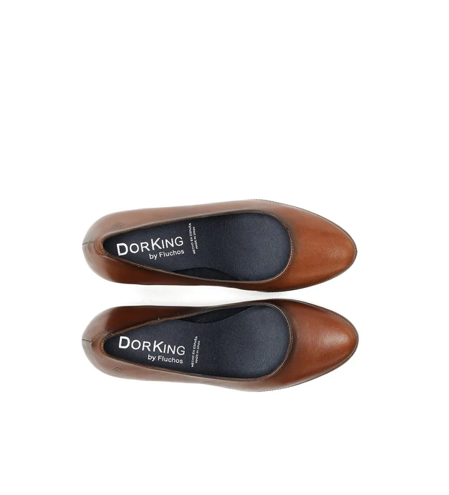 DORKING BY FLUCHOS ZAPATOS DE PIEL BLESA MARRÓN MEDIO ALTURA TACÓN: 8CM