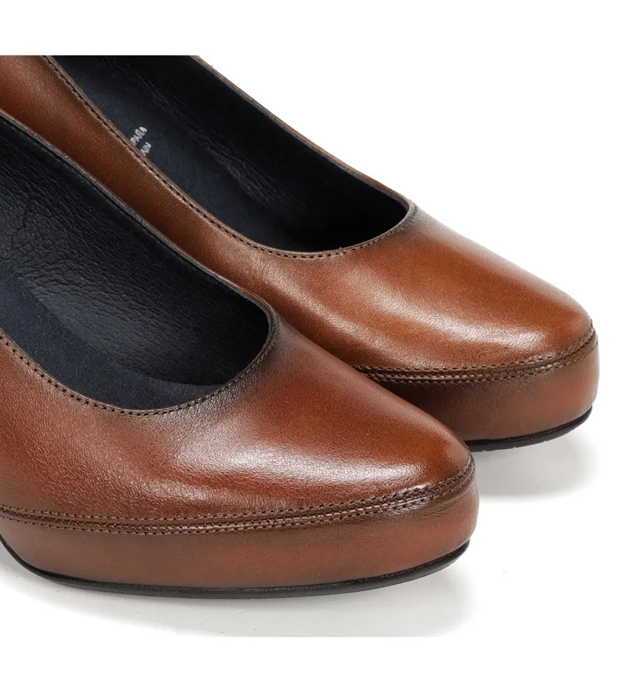 DORKING BY FLUCHOS ZAPATOS DE PIEL BLESA MARRÓN MEDIO ALTURA TACÓN: 8CM