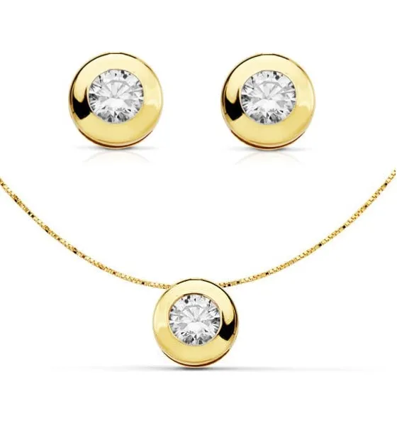 Juego Oro Pendientes + Collar 7mm.