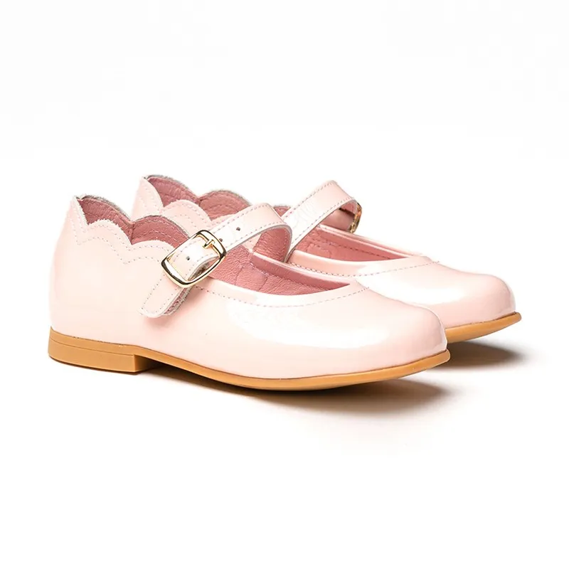 Merceditas Niña Piel Charol Hebilla 1100 Rosa, de Angelitos