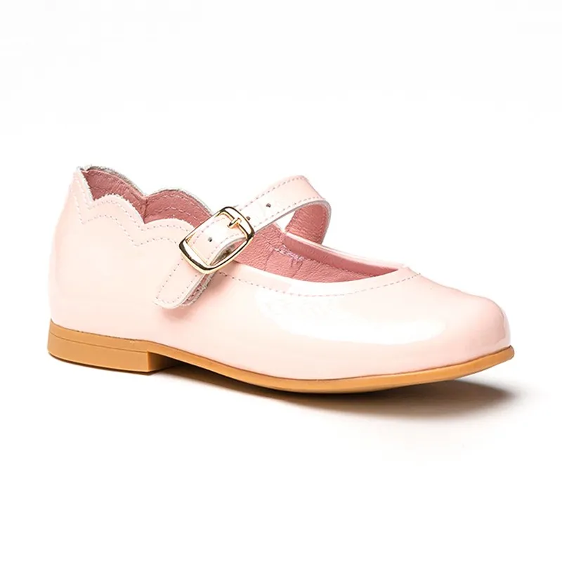 Merceditas Niña Piel Charol Hebilla 1100 Rosa, de Angelitos