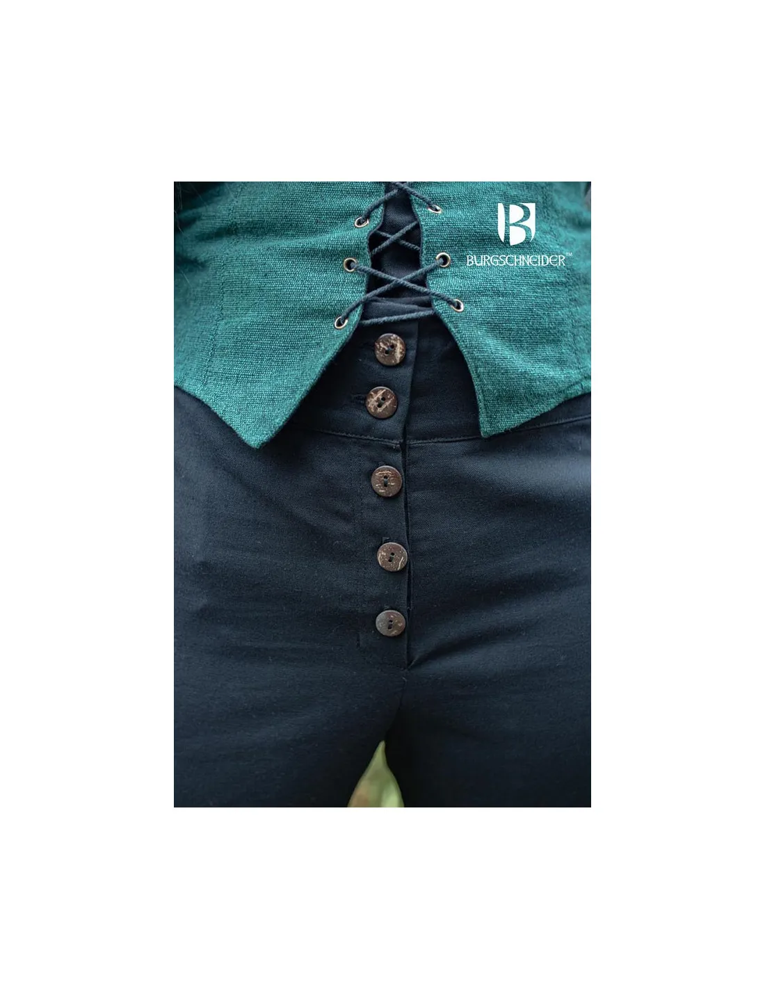 Pantalones medievales Kerga, algodón negro
