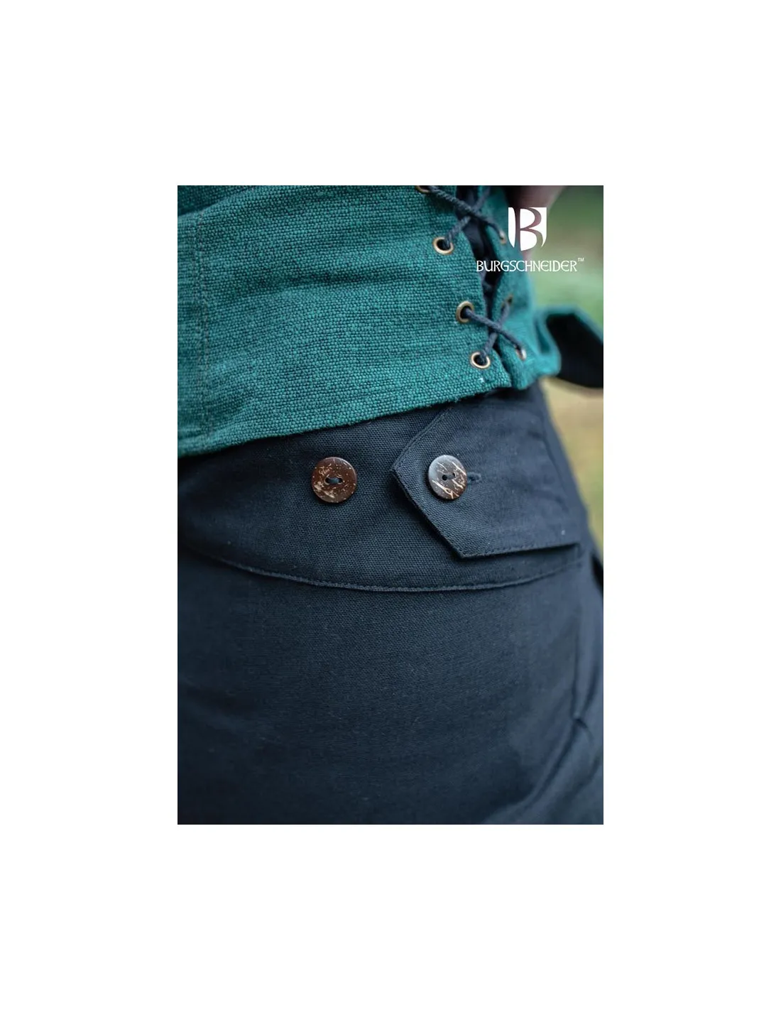 Pantalones medievales Kerga, algodón negro