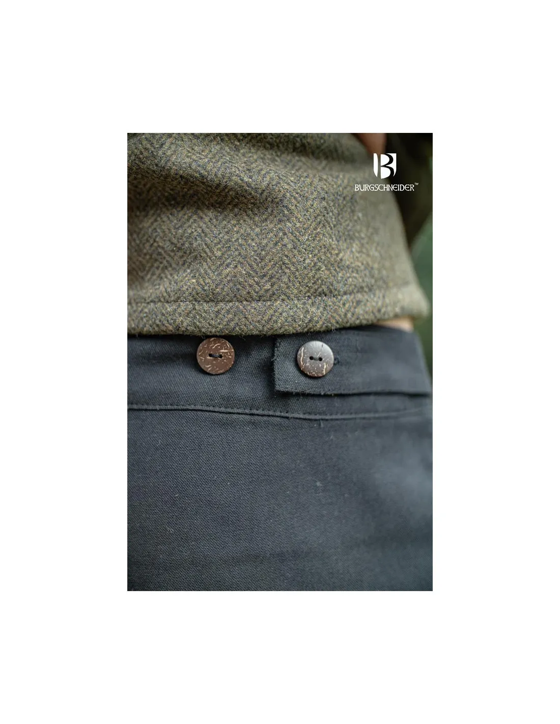 Pantalones medievales Kergon, algodón negro