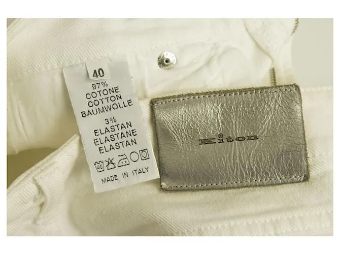 PANTALóN BLANCO KITON CLASSIC CIGARETTE PANTALONES DE ALGODóN BAUMWALLE  SZ 40 