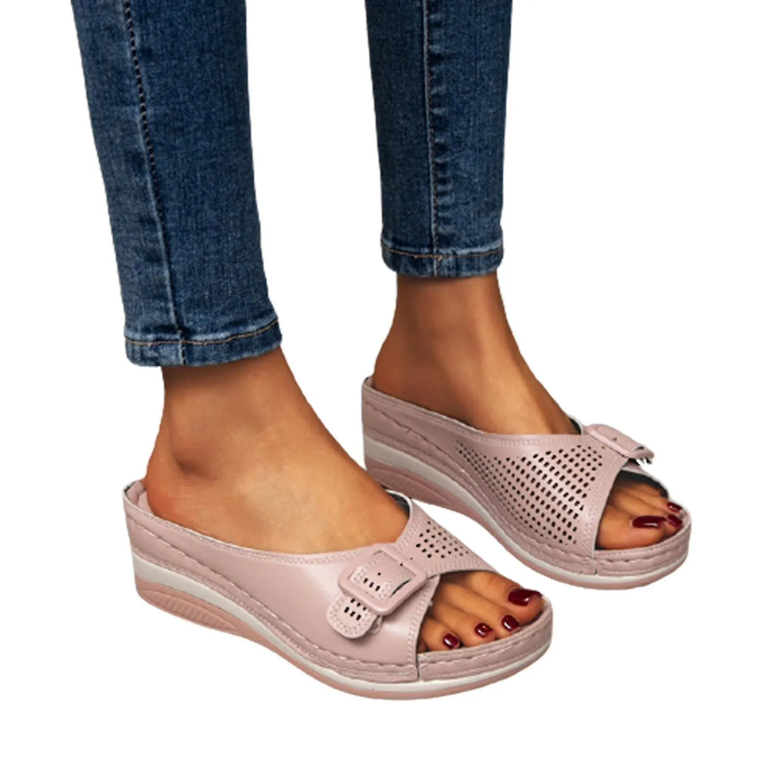 PLANTILLA DE PIE SUAVE SANDALIAS ORTOPéDICAS DE SOPORTE PARA ARCO PLATAFORMA DE MUJER ZAPATOS DE CUñA TRANSPIRABLESMXBC
