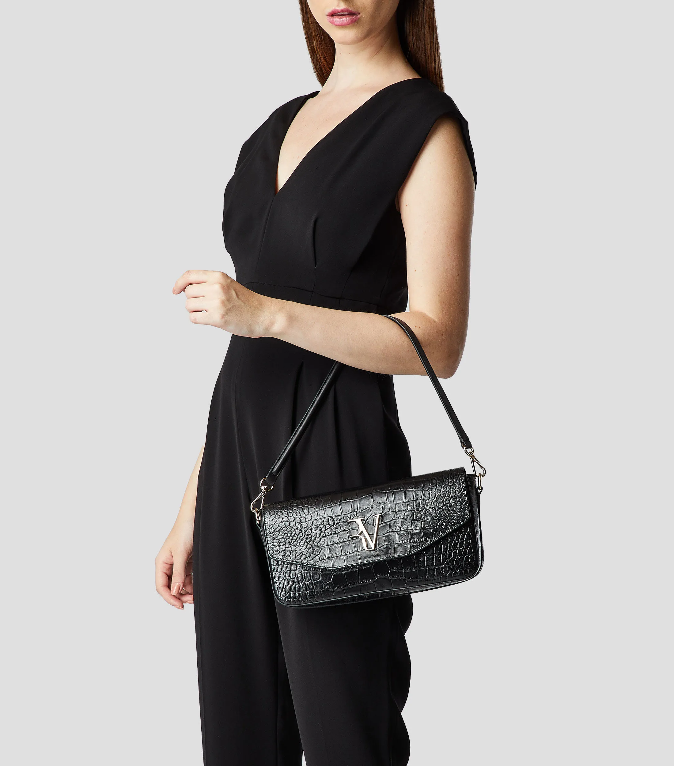 Roberto Verino Bolso shoulder en piel Negro Miranda Animalskin Mujer
