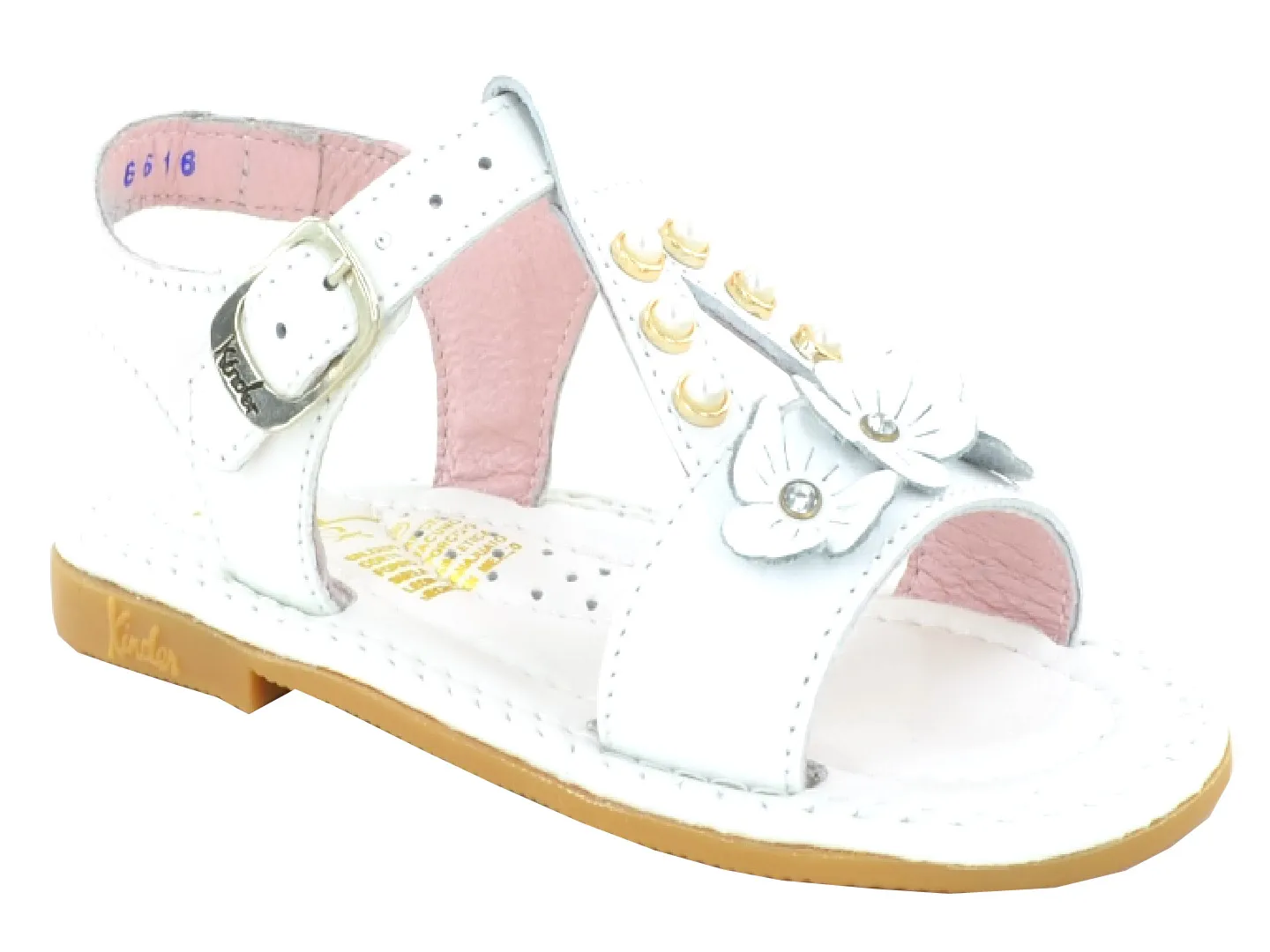 Sandalias Kinder 6616 Blanco Para Niña