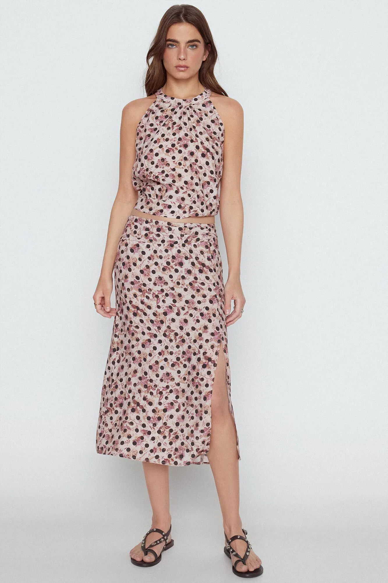 Slowlove Falda midi lunares