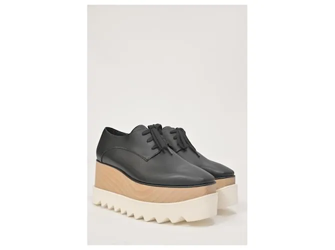 Stella Mc Cartney Zapatos de plataforma con cordones Elyse de Stella McCartney en cuero sintético negro 