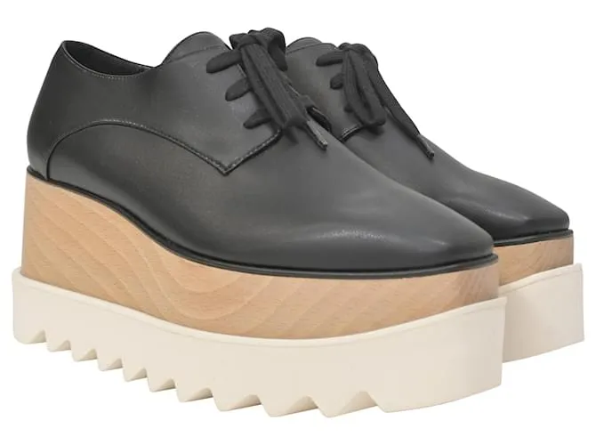 Stella Mc Cartney Zapatos de plataforma con cordones Elyse de Stella McCartney en cuero sintético negro 