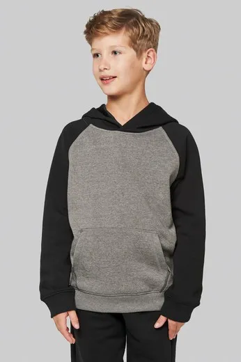 Sudadera bicolor con capucha para niños