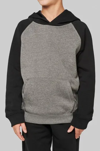 Sudadera bicolor con capucha para niños