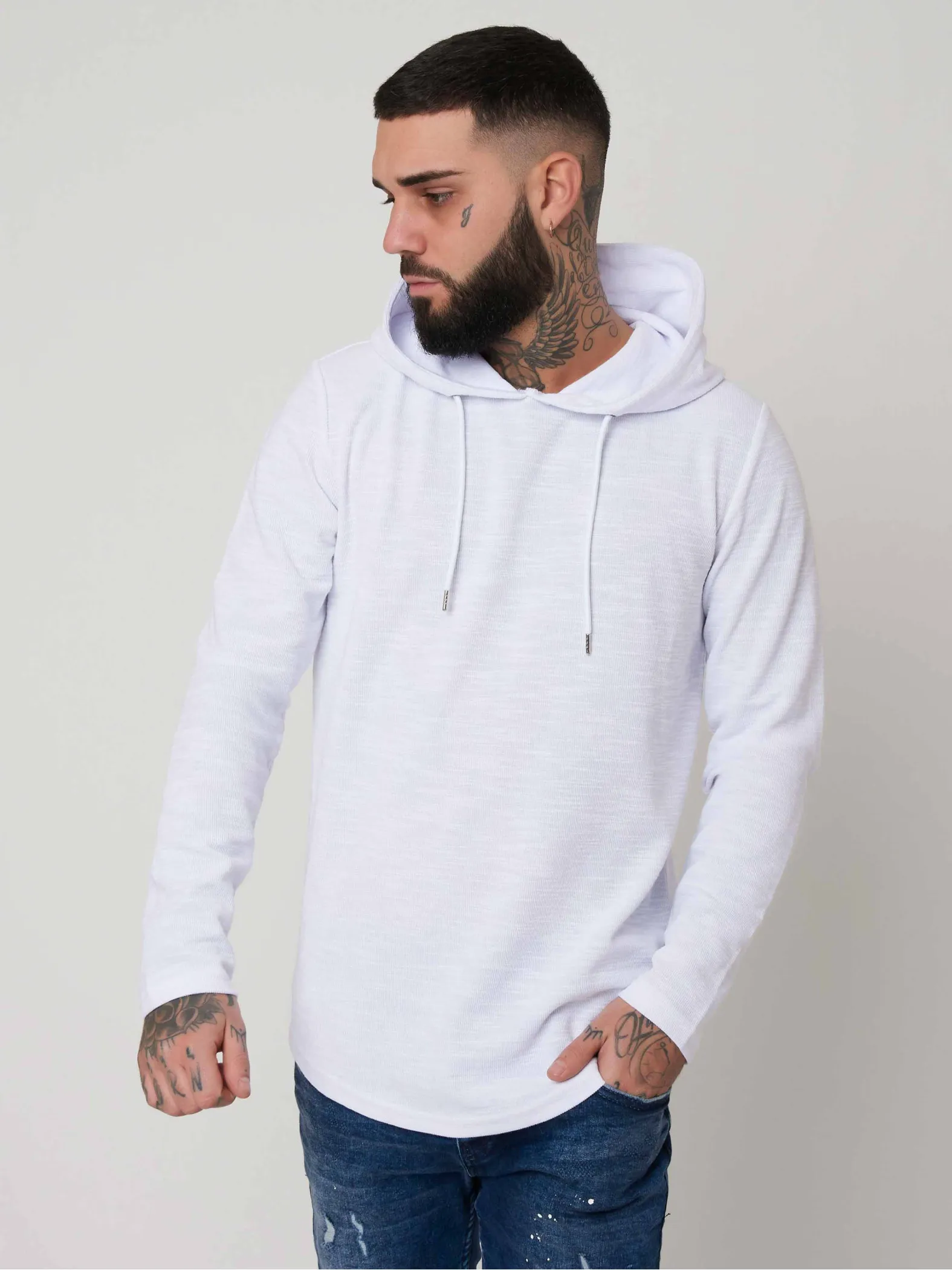 Sudadera con capucha efecto jaspeado
