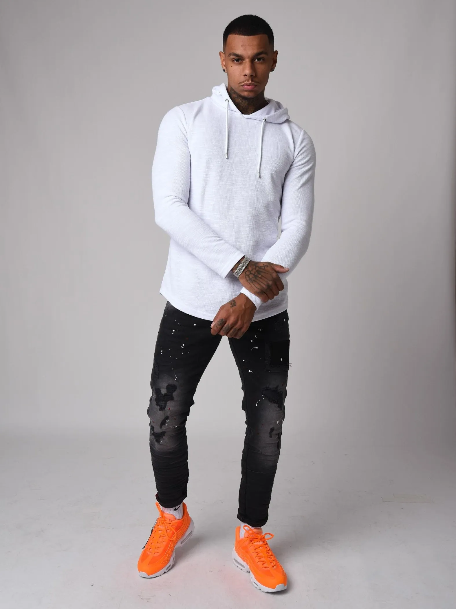 Sudadera con capucha efecto jaspeado