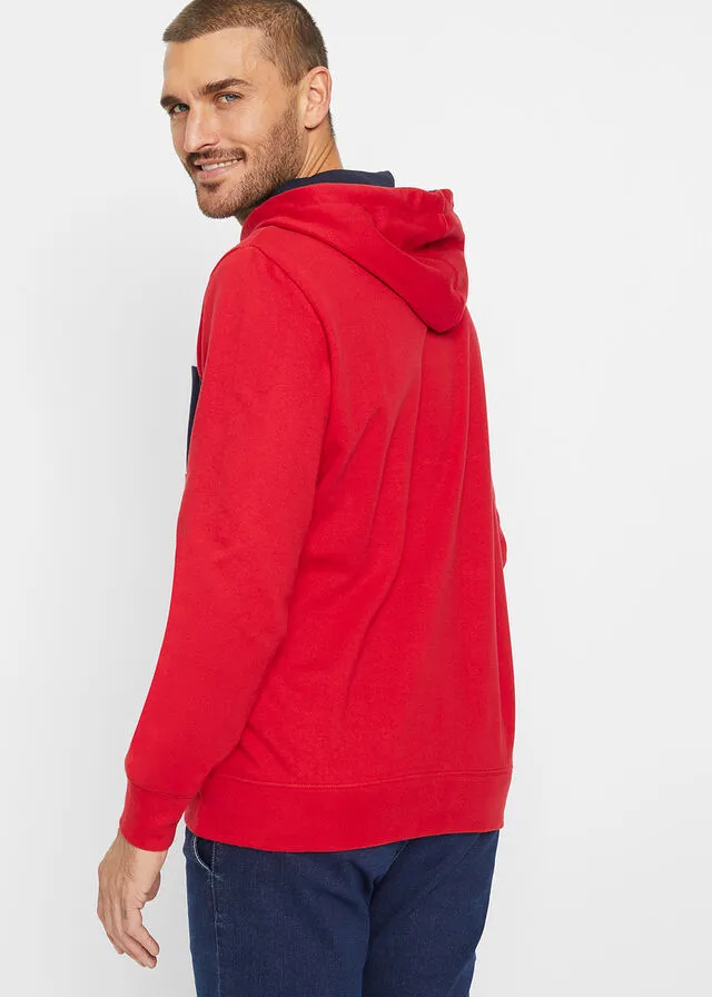 Sudadera con capucha rojo con rayas