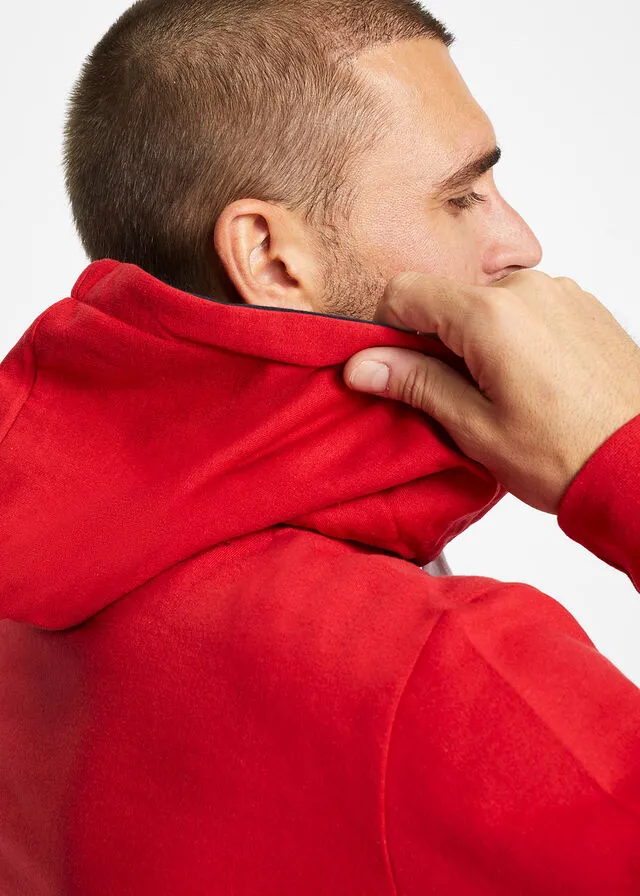 Sudadera con capucha rojo con rayas