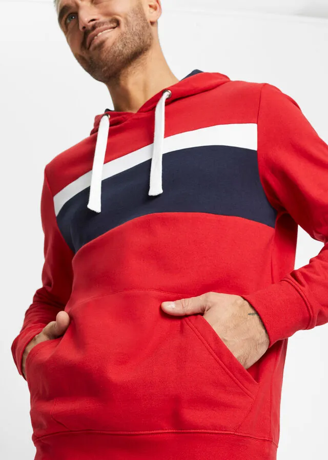 Sudadera con capucha rojo con rayas
