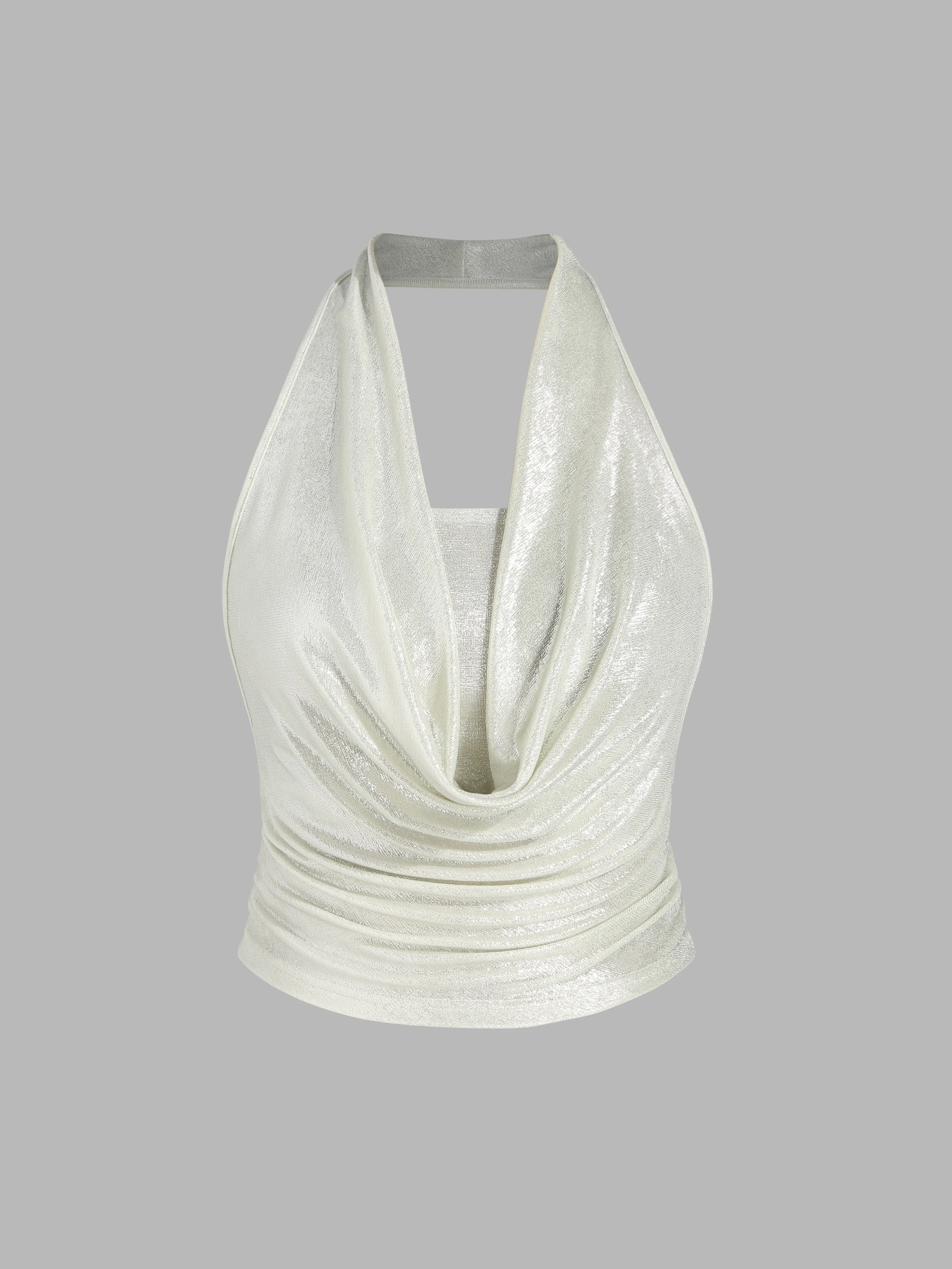  Top Corto sin Espalda con Cuello Drapeado