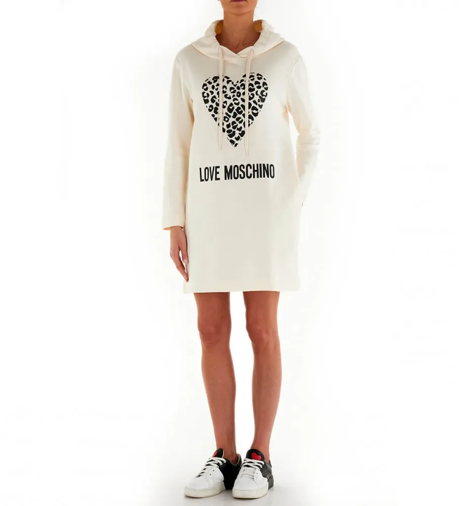Vestido con capucha beige