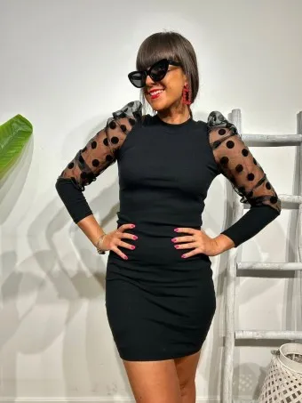 Vestido Entallado Plumeti JOOST Negro