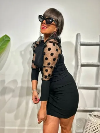 Vestido Entallado Plumeti JOOST Negro