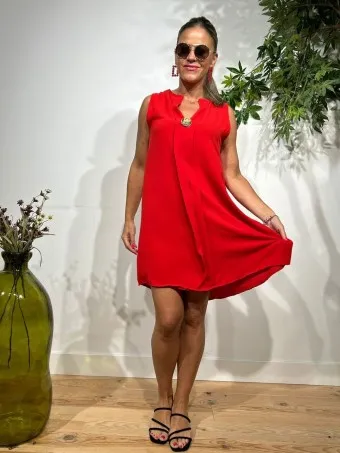 VESTIDO MAXIBOTóN TAKARA ROJO