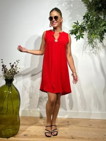 VESTIDO MAXIBOTóN TAKARA ROJO