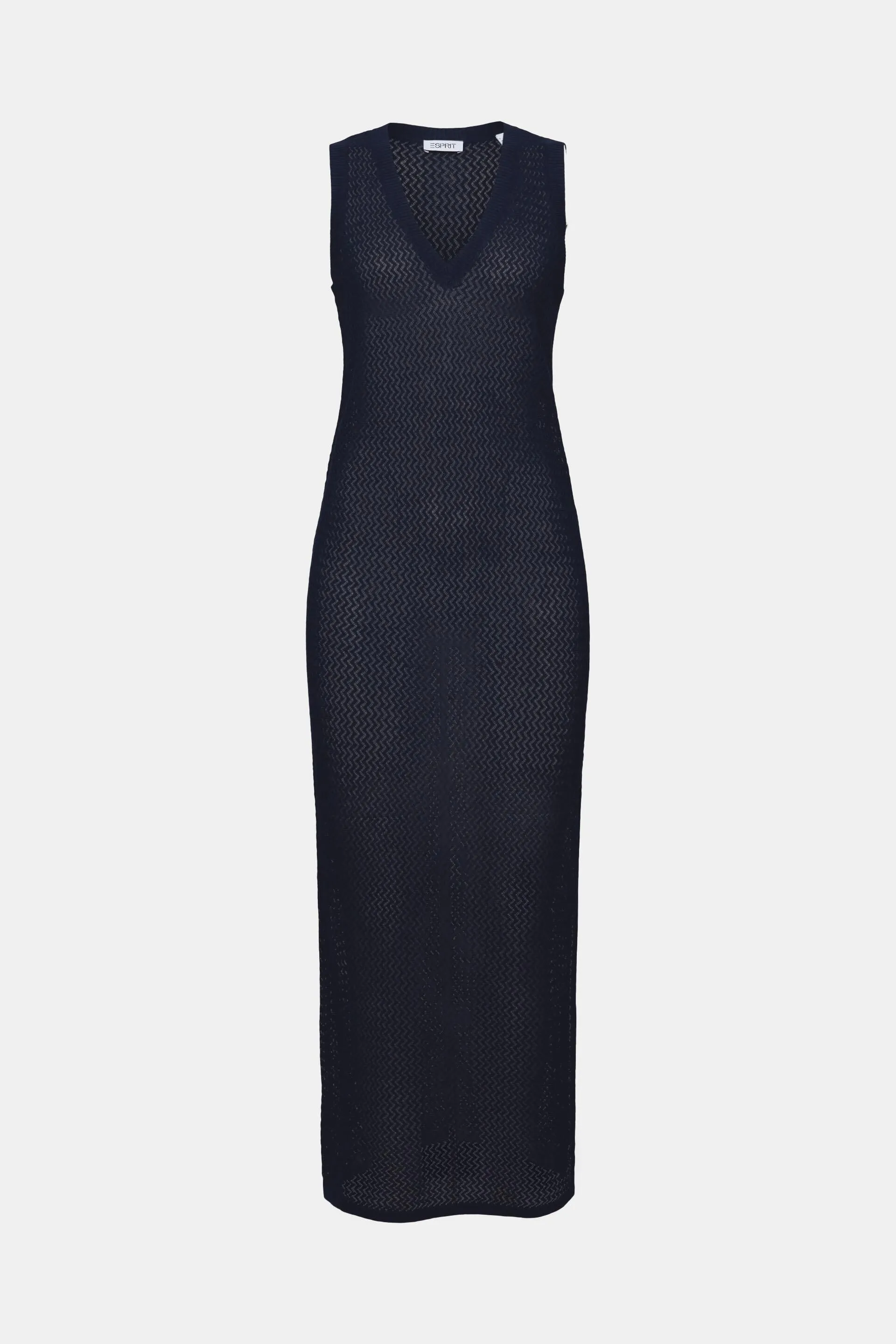 Vestido texturizado sin mangas con cuello pico