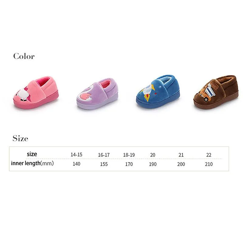 Zapatillas de casa para niños de invierno antideslizantes Zapatillas de peluche con estampado unisexMorado,20