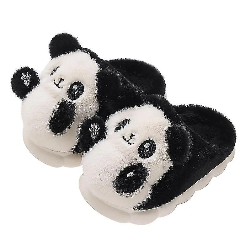 Zapatillas de invierno Panda de dibujos animados para niños Zapatos cálidos de algodón cálidos de animales de felpa para niños y