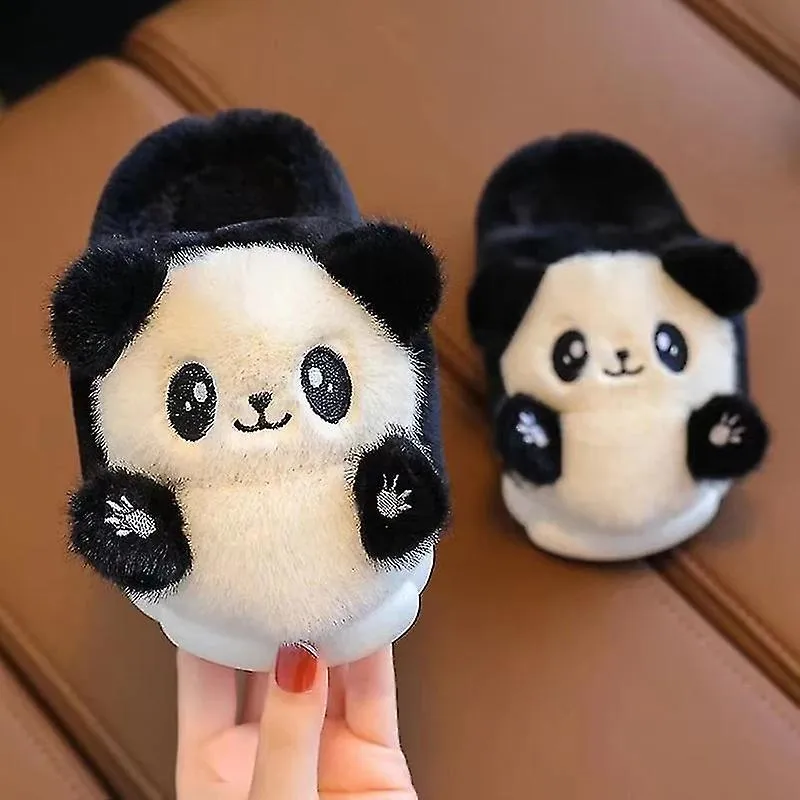 Zapatillas de invierno Panda de dibujos animados para niños Zapatos cálidos de algodón cálidos de animales de felpa para niños y